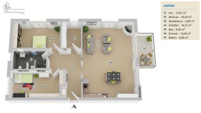 3-Zimmer-Wohnung mit Balkon – durchdachter Grundriss & viel Licht