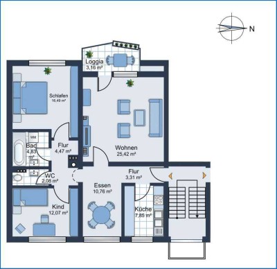 Provisionsfreie 3,5-Raum-Wohnung mit Balkon und EBK in Radolfzell am Bodensee