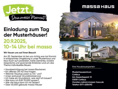 Musterhaustag bei Massahaus Cottbus am 20.09.2025 von 10-14Uhr