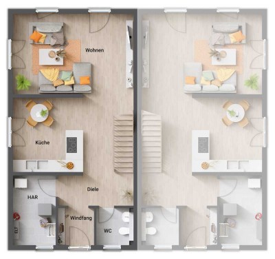 Attraktive Flachdach Doppelhaushälfte, Neubau, sehr Modern.