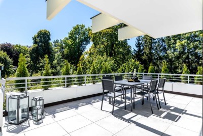 Neues 4 Zi.-Penthouse, umlaufende Süd- und West-DT, grün, uneinsehbar, absolut ruhig, Top-Lage