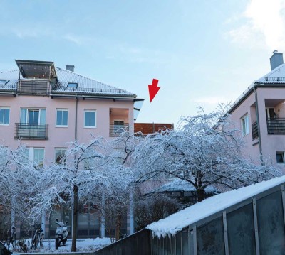 Einmalige 2-Zimmerwohnung mit großer Dachterrasse auf 2 Ebenen in zentralster Lage von Neubiberg