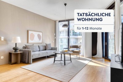 Traumblick über Wien, BelMain Tower mit Gym, Wellness &amp; Lounge, 3 Zimmer + Balkon, 14. Stock, U-Bahn (VIE237)