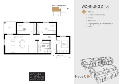 Whg C 1.4. - 4 Zimmer - Erdgeschoss mit ca. 123 m² Gartenanteil