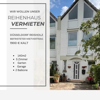 Auf 2 Jahre befristeter Mietvertrag Geräumiges Reihenmittelhaus in Düsseldorf-Reisholz mit Garage