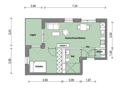 Neubau 2-Zimmer-Etagenwohnung mit Loggia!