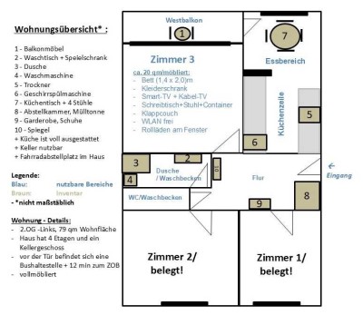 1 Zimmer in 3er WG mit Balkon und EBK in Möglingen