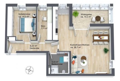 ZUGREIFEN! - 3 Zimmer Wohnung altersgerecht mit Wintergarten und Aufzug WE05