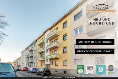 ÜBERZEUGEND: Stilvolle 3-Zimmer Wohnung mit Tageslichtbad, Einbauküche und Balkon in Karlsruhe