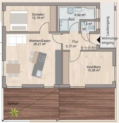 Geschmackvolle 3-Zimmer-Penthouse-Wohnung mit geh. Innenausstattung mit Dachterrasse und EBK