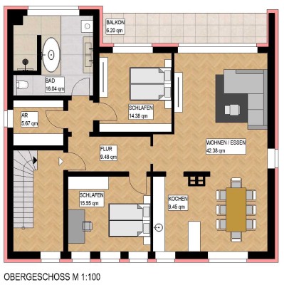 Hochwertig kernsanierte 3,5-Zimmer Wohnung mit Balkon