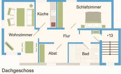 Helle 2-Zimmer-Wohnung in Ingolstadt Nordost DG-li (W13)