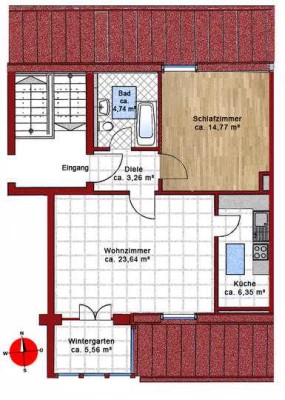 Möblierte 2-Zimmer-DG-Wohnung mit gehobener Innenausstattung in Unterföhring