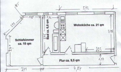 Ruhige 1 Zi Wohnung plus Wohnküche nahe City