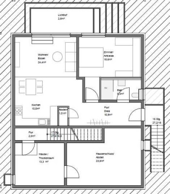 2,5-Zimmer-Wohnung, Pauschalmiete 1200,-€ (exkl. Strom)