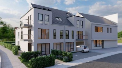 Der Rohbau ist hoch. Helle Neubauwohnung, Fahrstuhl, Balkon, Stellplatz