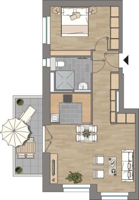 Exklusive, sanierte 1,5-Zimmer-Wohnung mit Einbauküche in Potsdam