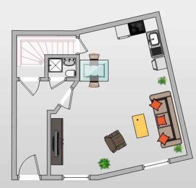 sonnige 1-Zimmer-Terrassenwohnung mit gehobener Innenausstattung mit EBK in Wismar