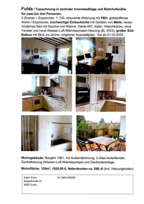 Großräumige 3-Zimmer-Wohnung in Fulda