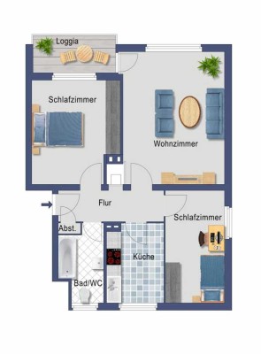 Sonnige 3,5- Raum- ETW mit Balkon zur Kapitalanlge im beliebten D- Holthausen ! Provisionsfrei !