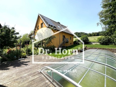 Stiftingtal / Am Wasserspiel: Idyllische Liegenschaft mit Einfamilienhaus + Pool + Doppelcarport