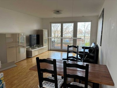 Stilvolle komplett möblierte Wohnung mit Blick auf Rhein, Balkon, Einbauküche und Tiefgarage