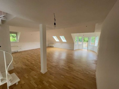 Lichtdurchflutete 4-Zi-Maisonette mit Galerie, Balko­n & Waldblick in Carlsberg