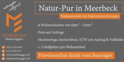 Natur-Pur in Meerbeck !  Provisionsfreie 2 Zimmer Wohnung mit gehobener Ausstattung zu verkaufen