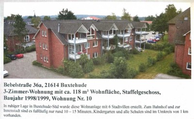 Schöne und gepflegte 3-Raum-Penthouse-Wohnung mit Einbauküche in Buxtehude