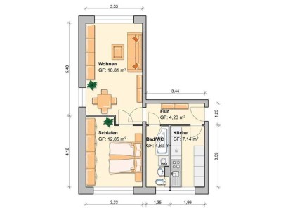 2 Raum Wohnung in Werdau -  Ost