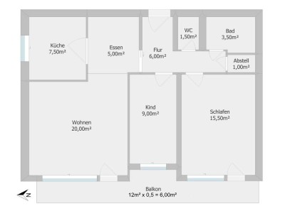 Sonnige, kürzlich renovierte 3-Zimmer-Wohnung mit Balkon, seperatem WC, Keller und Aufzug  - 7. OG