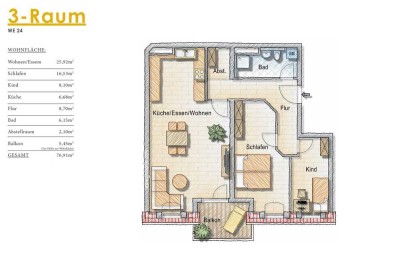 3-Raumwohnung mit Balkon im Grünen