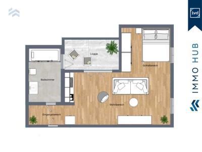 Stilvolle 1-Raum-DG-Wohnung mit gehobener Innenausstattung mit Balkon und Einbauküche in Leipzig