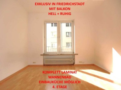 EXKLUSIV MIT BALKON WANNENBAD GROßE KÜCHE EINBAUKÜ.MÖGL. LAMINAT RUHIG + HELL 4.OG / FRIEDRICHSTADT