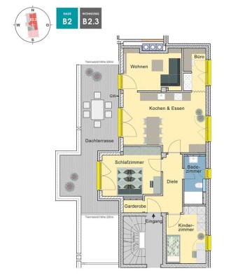 Dachterrasse und Westausrichtung - Durchdachter Grundriss | B2.3