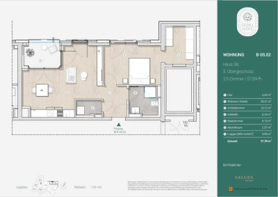 Luxuriöse 2,5-Zimmer Wohnung im 5. OG mit Loggia in Ulm-Mitte
