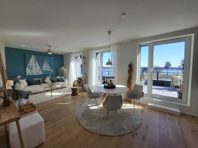 Großzügige 3,5-Zimmer-Wohnung mit unverbaubarem Wasserblick und eigen Sonnendeck von ca. 20 m²