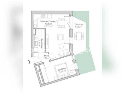 Tauschwohnung: 2-Zimmer Neubauwohnung mit Terrasse Garten