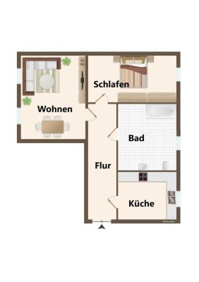 Großzügig geschnittene 2-Zimmer-Wohnung!