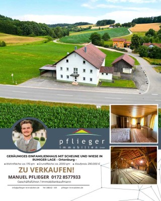 Geräumiges Einfamilienhaus mit Scheune und Wiese in ruhiger Lage