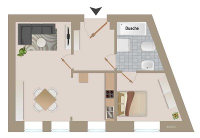 Ab August: Erstbezug nach Sanierung, 2- Zimmerwohnung, sehr zentral
