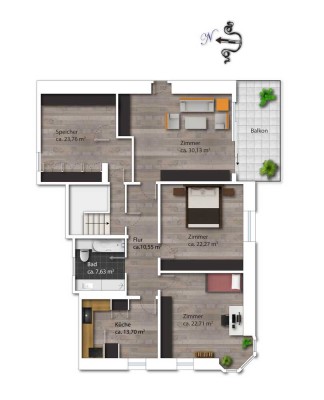 Attraktive Altbau-DG-Wohnung in Prien am Chiemsee