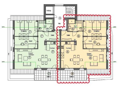 Erstbezug, barrierefrei mit  EBK und Süd-Balkon -3,5-Zimmer-DG-Wohnung in Alfdorf (W8)