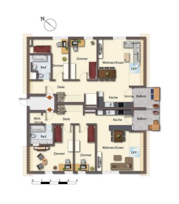 Geschmackvolle 4,5-Raum-EG-Wohnung mit Balkon in Filderstadt