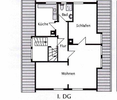 Helle, freundliche 2-Zimmer Dach-Wohnung in ruhiger Lage in 3-Familienhaus in S-Zuffenhausen