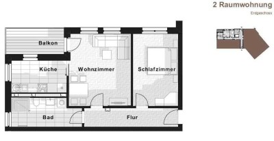 Schöne 2 Zimmerwohnung in zentraler Lage