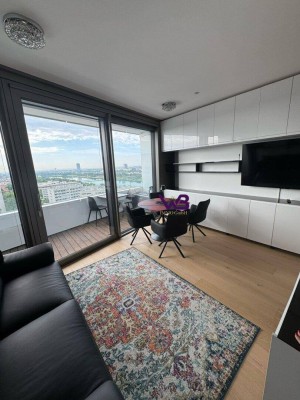 1 Zimmer Mietwohnung mit 6m² Balkon- DANUBE FLATS –13. Stockwerk-Exklusives Wohnen im höchsten Wohnturm Wiens!