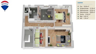RE/MAX: 3-Zi.-Whg. DIREKT BEZUGSFREI! Sehr gepflegte DHH mit 2 x 3-Zi.-Wohnungen in ruhiger Lage
