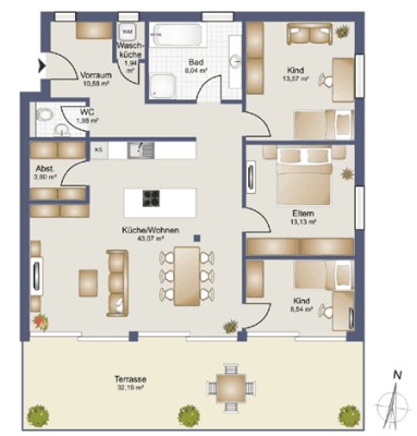 Neuwertige 4 Zimmer Wohnung mit großer Terrasse