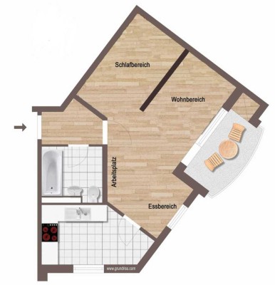 46 m², 1,5 Zimmer